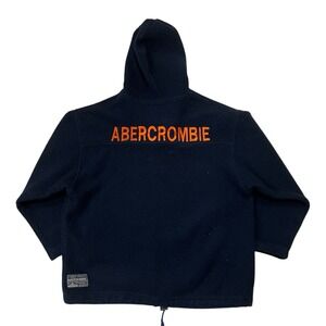 Vintage 90s Abercrombie Sherpa Hoodie Men's Medium Oversized Blue Gorpcore Rare